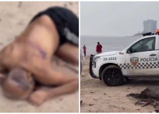 IMAGEM FORTE! Corpo de homem assassinado a pauladas é encontrado na praia da Ponta Negra, Zona Oeste de Manaus