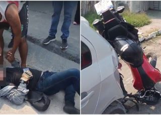 Motociclista sofre fratura e outros ferimentos em acidente de trânsito na Zona Norte de Manaus. VEJA VÍDEO